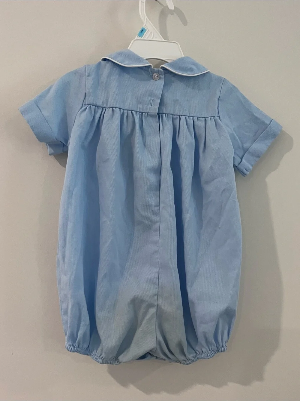The Bailey Boys Baby Boy Light Blue Collared Bubble Smocked Bunnies Easter 24m